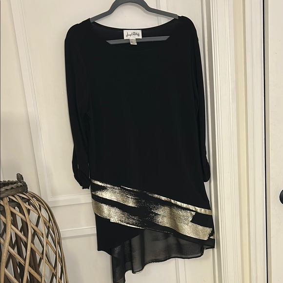 Joseph Ribkoff Dresses & Skirts - Joesph Ribkoff Women’s Long Sleeved Black and Gold Mini Dress Tunic